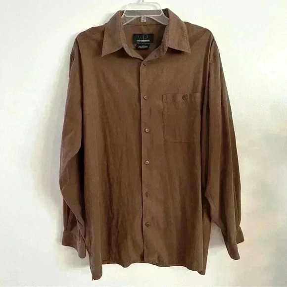 Weatherproof Other - Weatherproof Button Up Shirt Flip Cuff Long Sleeve Mens Size Large Brown